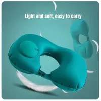 U-Shaped Inflatable Travel Pillow Air Neck Support Cushion Comfortable Sleeping Press-to-Inflate Neck Pillow for Journeys Amagi