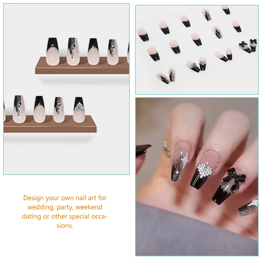 

24pcs Press On Nails Heart False Nail Tips Full Cover Fake Nails Long Glue On Manicure Art Design For Women Wedding Party