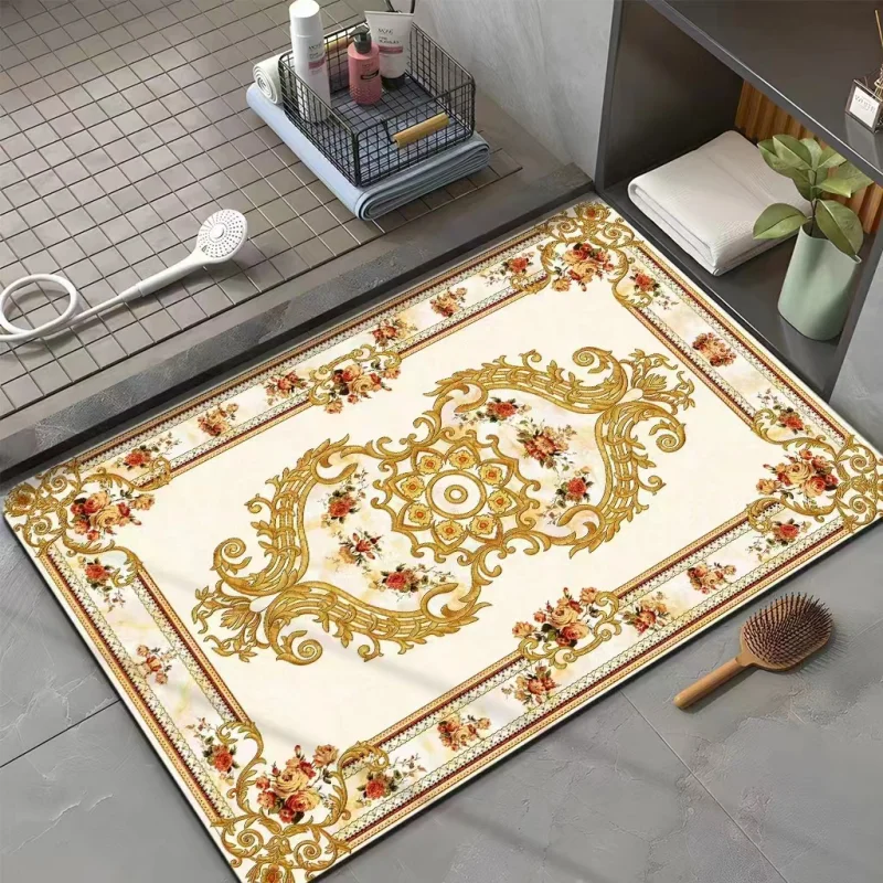 VIKAMA 40X60CM Crystal Velvet Floor Mat Persian Anti-fatigue Kitchen Rug Vintage Bohemian Non-Slip Absorbent Bath Carpet