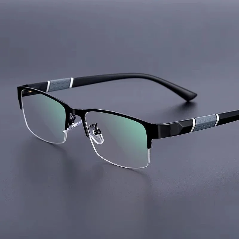 Gafas de media montura antiluz azul para miopía, gafas graduadas para hombres y mujeres, aleación sin marco, a prueba de luz azul, menos de 0 a-6,0