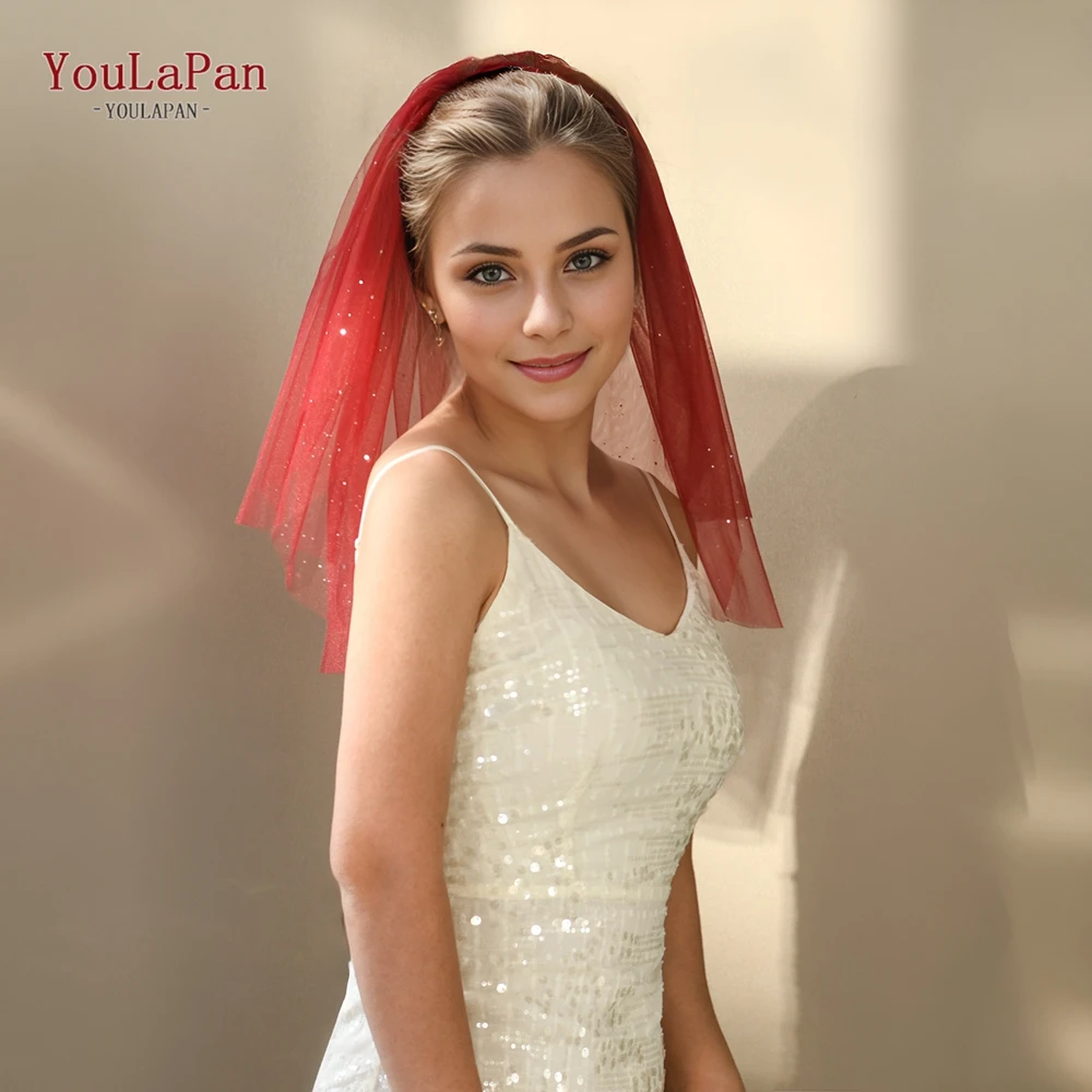 

YouLaPan V265 Короткая двухслойная фата цвета дофамина на плечах — элегантный свадебный аксессуар для вечеринок и шаров