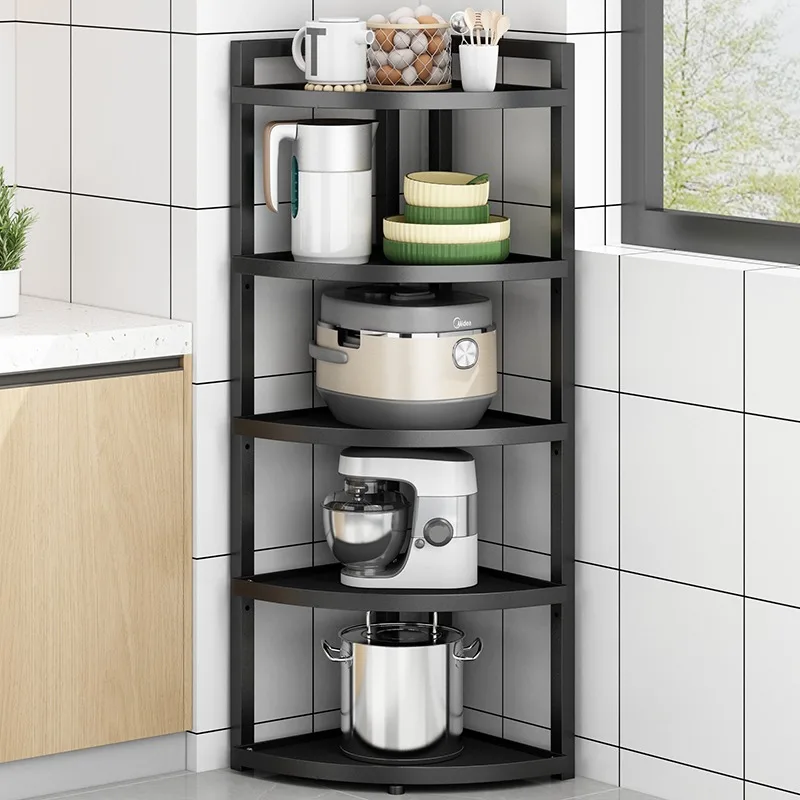 Pot rack kitchen shelf landing corner three-legged storage rack household pot with multi-layer adjustable floor spacing storage