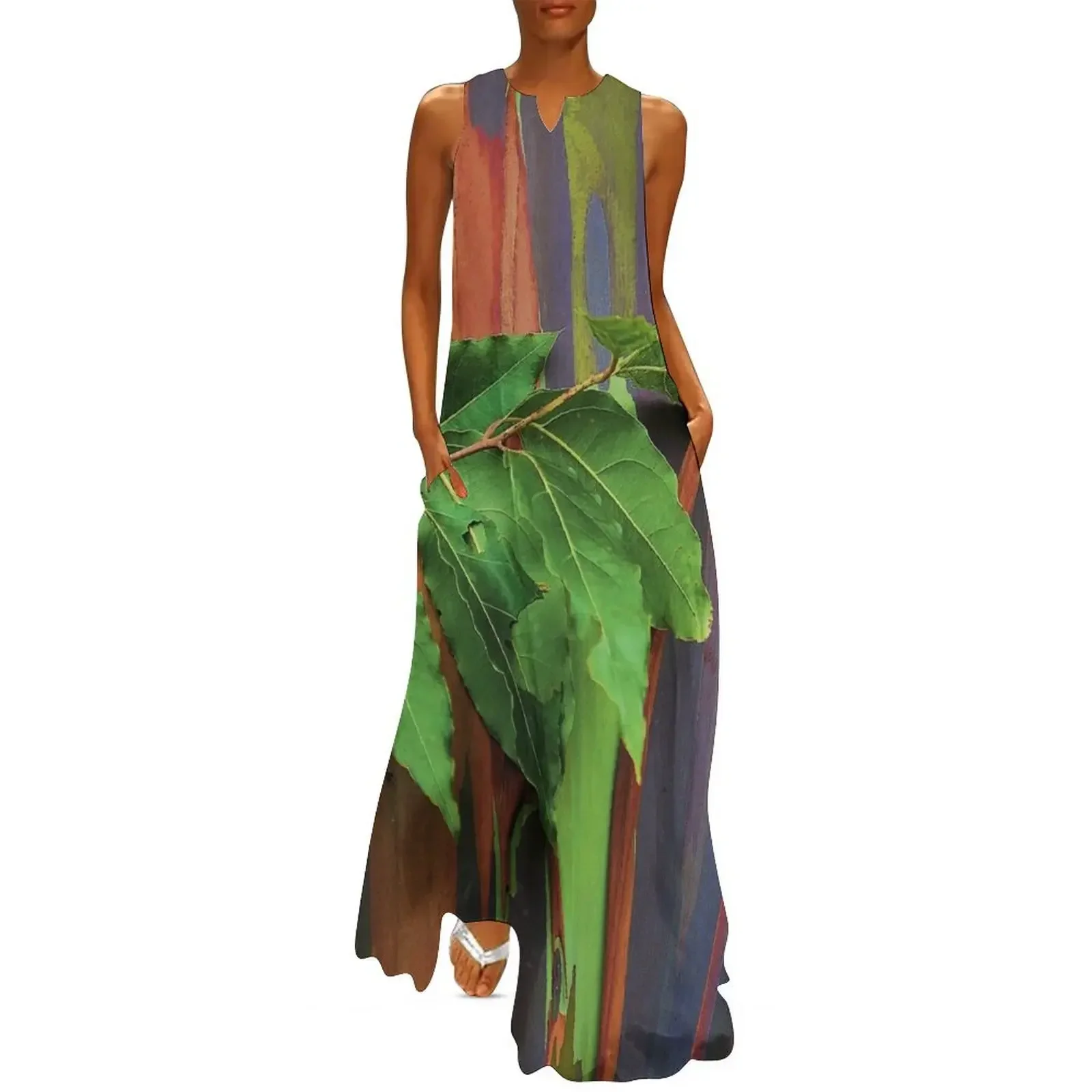 

Tropical Island Rainbow Spectacular Eucalyptus Tree Bark Close-Up Long Dress birthday dress for women Dress
