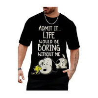 Disney Spoony Man Short Sleeve Tee Y2K Clothes Men's T Shirts Boys Tee Tops Oversized T-shirt Streetwear Youngla Male Casual Top