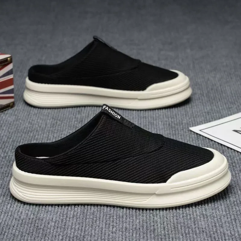 Men Mule Slippers Spring Autumn Outdoor Breathable Slip On Backless Closed Toe Office Home Bedroom Casual Shoes