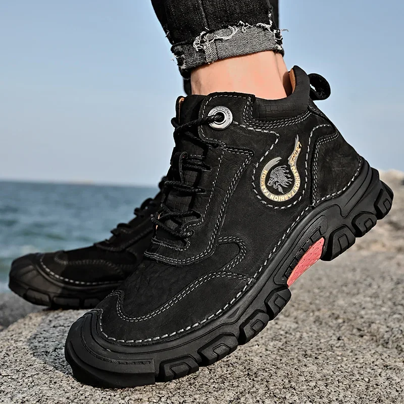 Winter Wear-resistant Mountaineering Boots Plush Warm High Quality Leather Outdoor Waterproof Boots for Work Walking Snow Boots