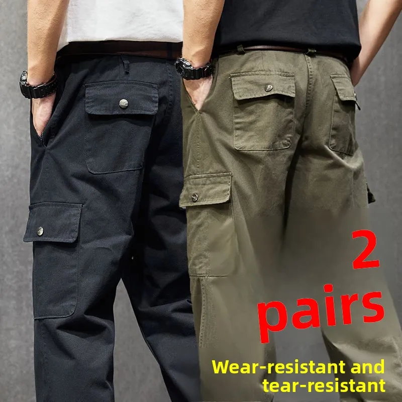 

Men's Workwear Trousers High Waist Loose Fit Canvas Work Pants Durable Construction Site orm Spring Autumn Winter