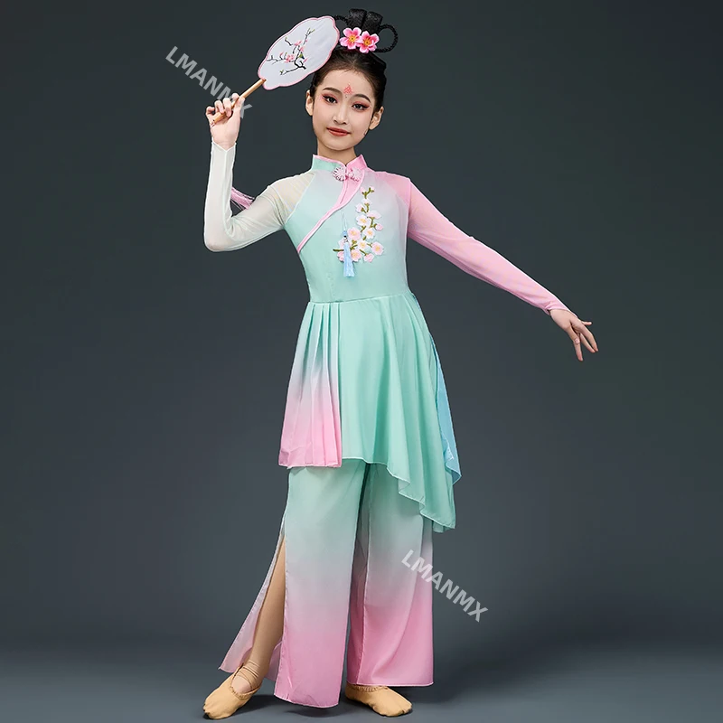 زي أداء للأطفال، طبل اللوتس، Yue Ge، يخطو على الأمواج، الرقص الكلاسيكي، مجموعة رقص المعجبين #2