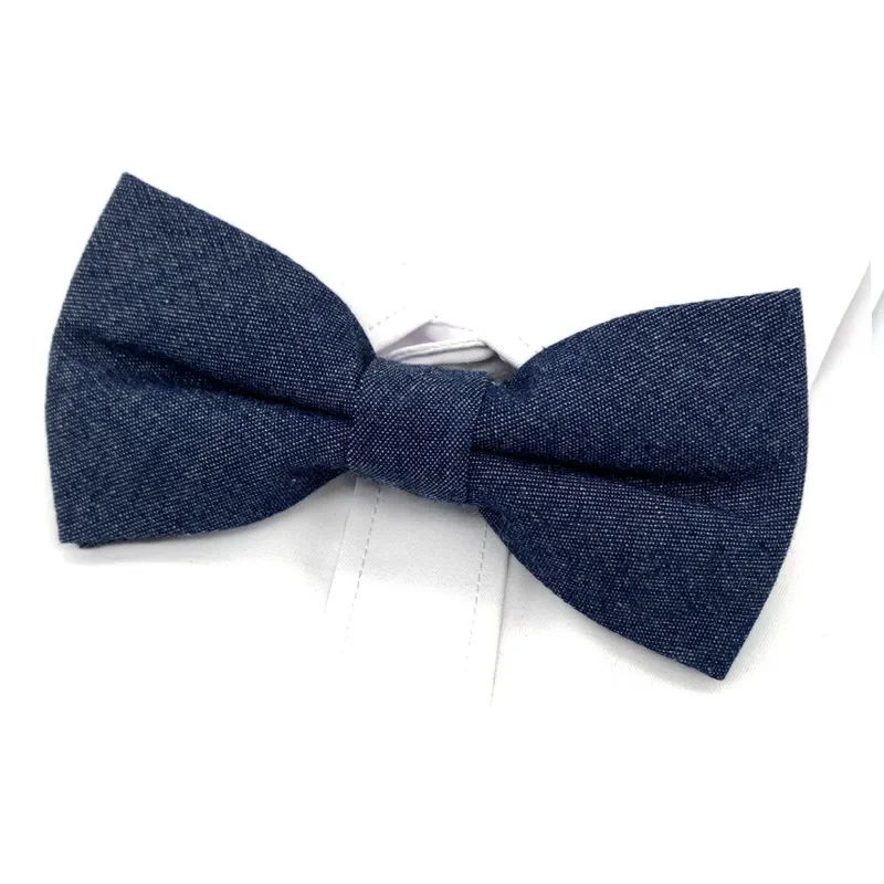 MUGIVALA Denim cotton bowtie for men's formal wear, business suits, shirts, accessories, Korean version fashion, wedding bow tie