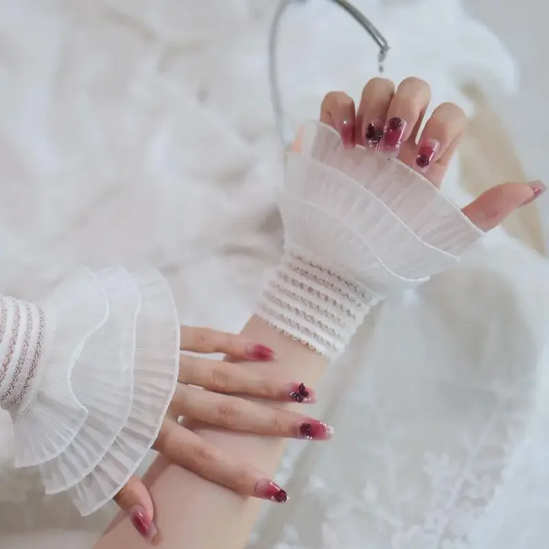 1 คู่เล็บภาพสามชั้นตาข่ายลูกไม้ตกแต่งแขนเล็บแสดงแขน DIY พื้นหลัง Prop เล็บเครื่องมืออุปกรณ์เสริม