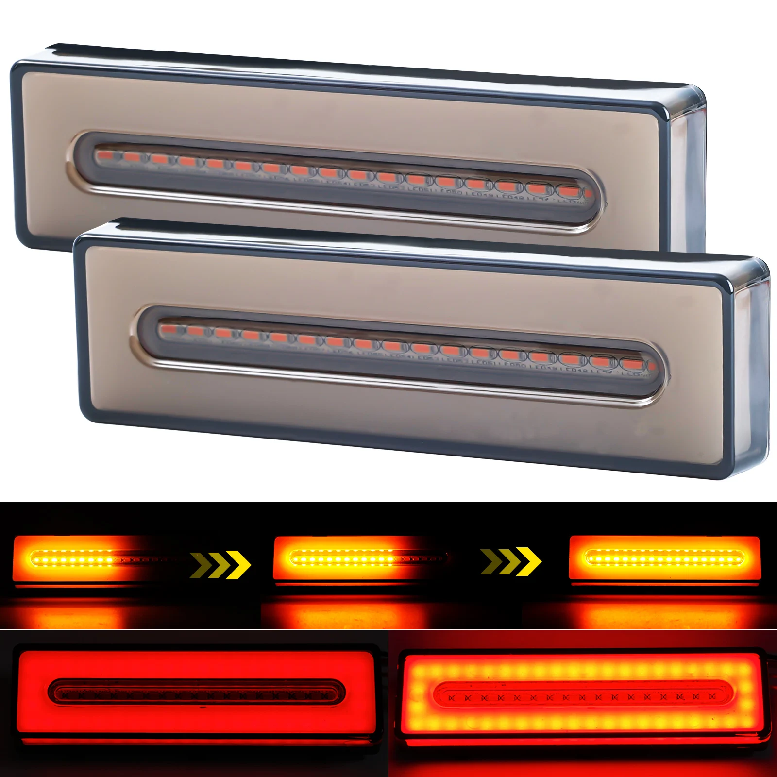 

2pcs 5 Inch Oval Led Tail Light Smoke Lens Stop Brake Turn Signal Marker Light 12V 24V Universal Trailer Truck Pickup ATV Camper