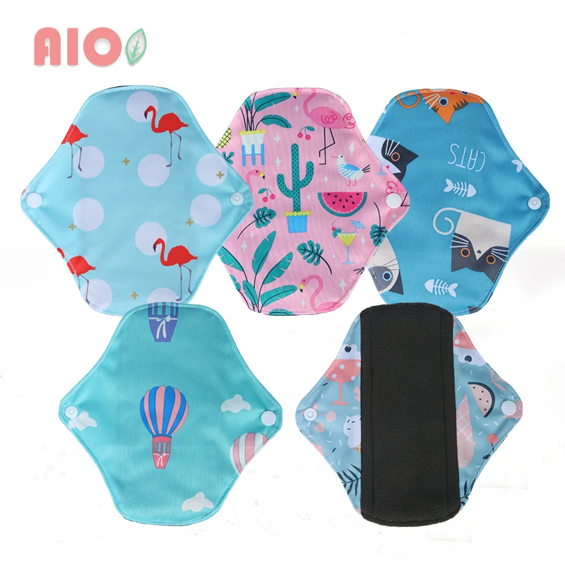 

[AIO] S/M/L Reusable Sanitary Pads Cloth Menstrual Gaskets for women，Washable Panty Liner With Bamboo Charcoal Inner G27