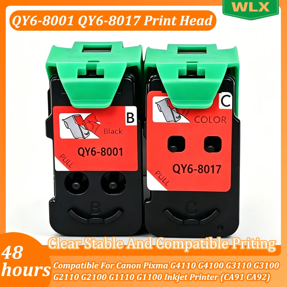 2PC/1-2SET QY6-8001 QY6-8017 Print Head For Canon Pixma G4110 G4100 G3110 G3100 G2110 G2100 G1110 G1100 Inkjet Printer CA91 CA92