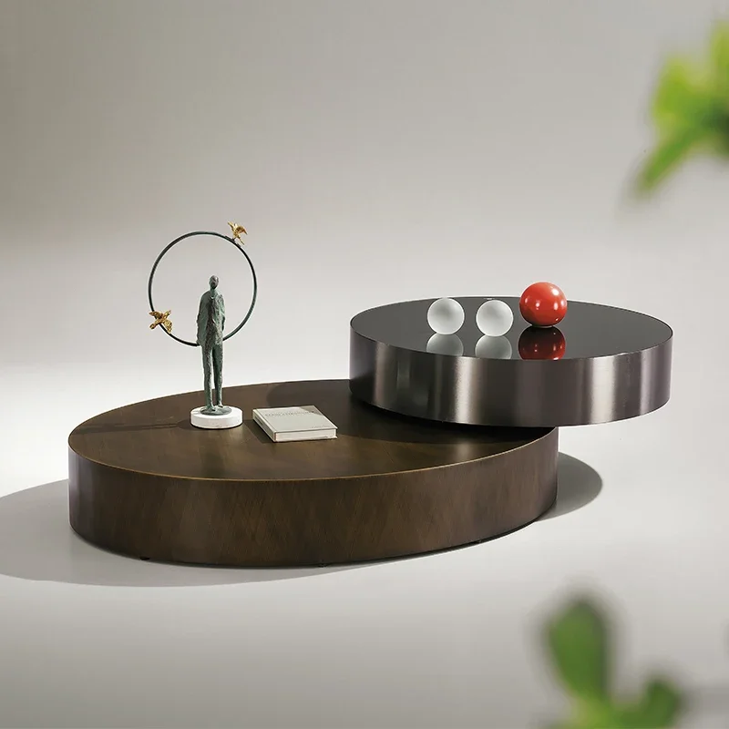 

# The Latest Home Luxury Rotating Coffee Table Villa Gold Stainless Steel Black Tempered Glass