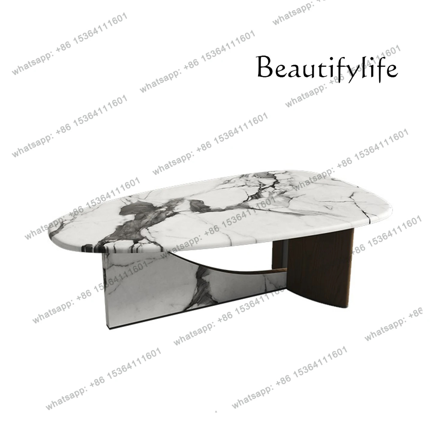

Italian light luxury oval marble coffee table designer living room simple modern creative tea table designer