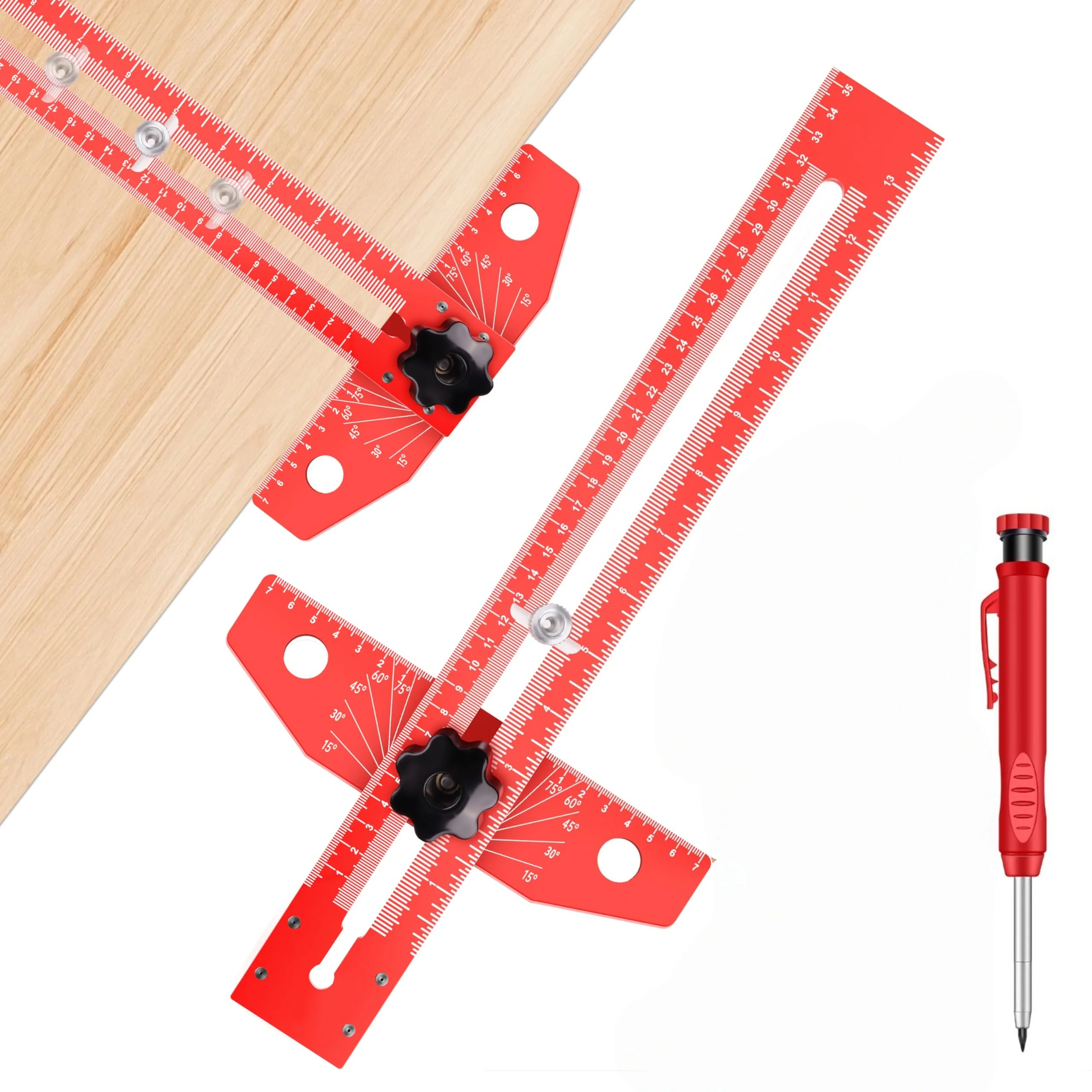 Adjustable Aluminum Alloy Sliding T-Ruler, Woodworking Marking Gauge with Angle Adjustment Function for Precise Drawing