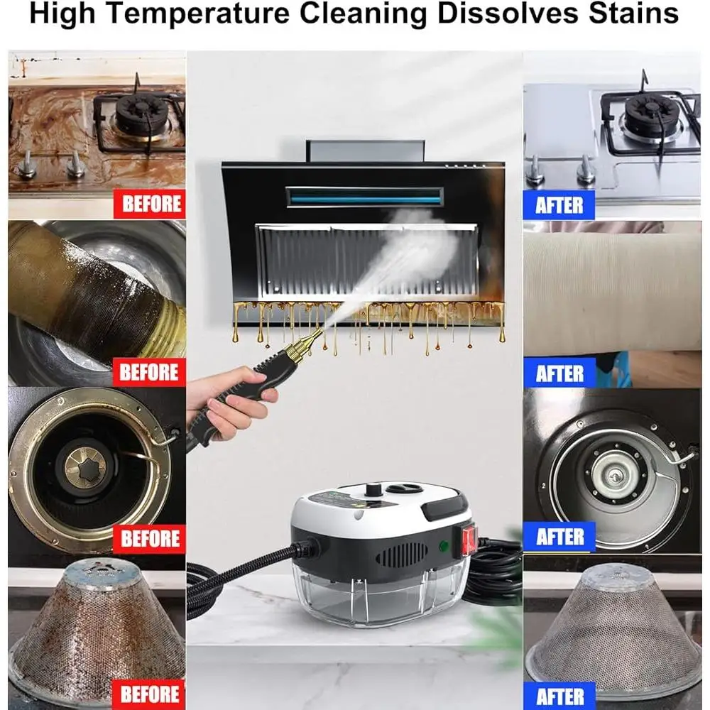 휴대용 스팀 청소기 휴대용 2500W 고출력 실내 장식품 기선 빠른 가열 20s 3.5Bar 압력 내구성 스테인레스 스틸