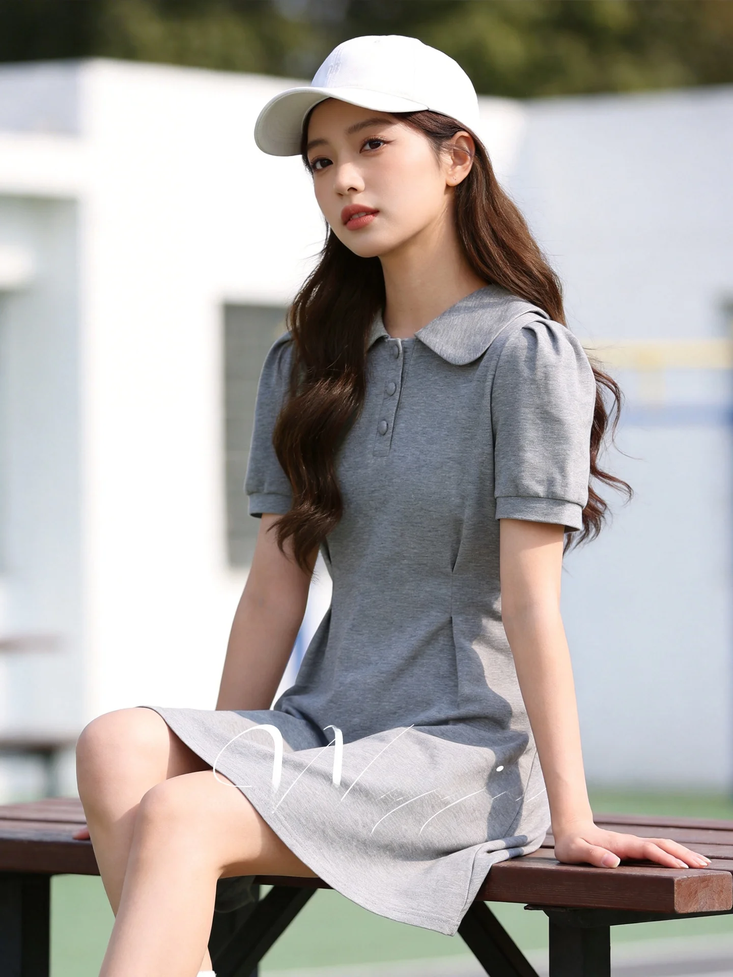 

Loose Knitted Casual Summer Dress with Elastic Waist And Doll Collar plus Size Women's Fashion High Waist A-Line Skirt