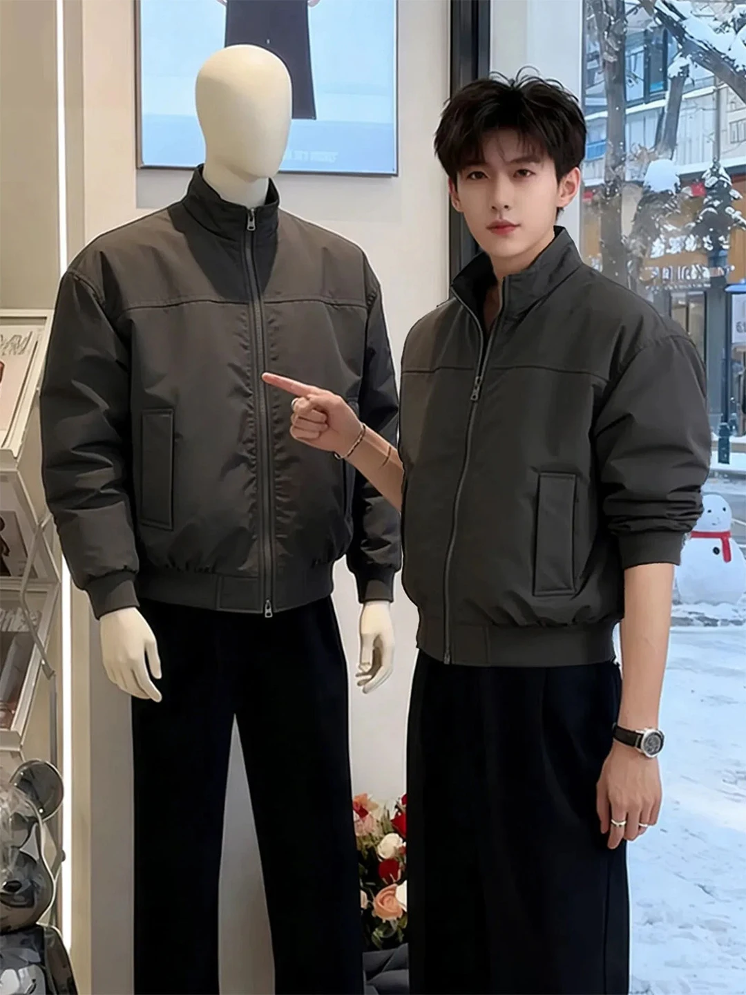 

Мужская демисезонная куртка-ветровка Wolf ey ort Flight Jaet в американском стиле, с воротником-стойкой, на флисовой подкладке, свободного кроя