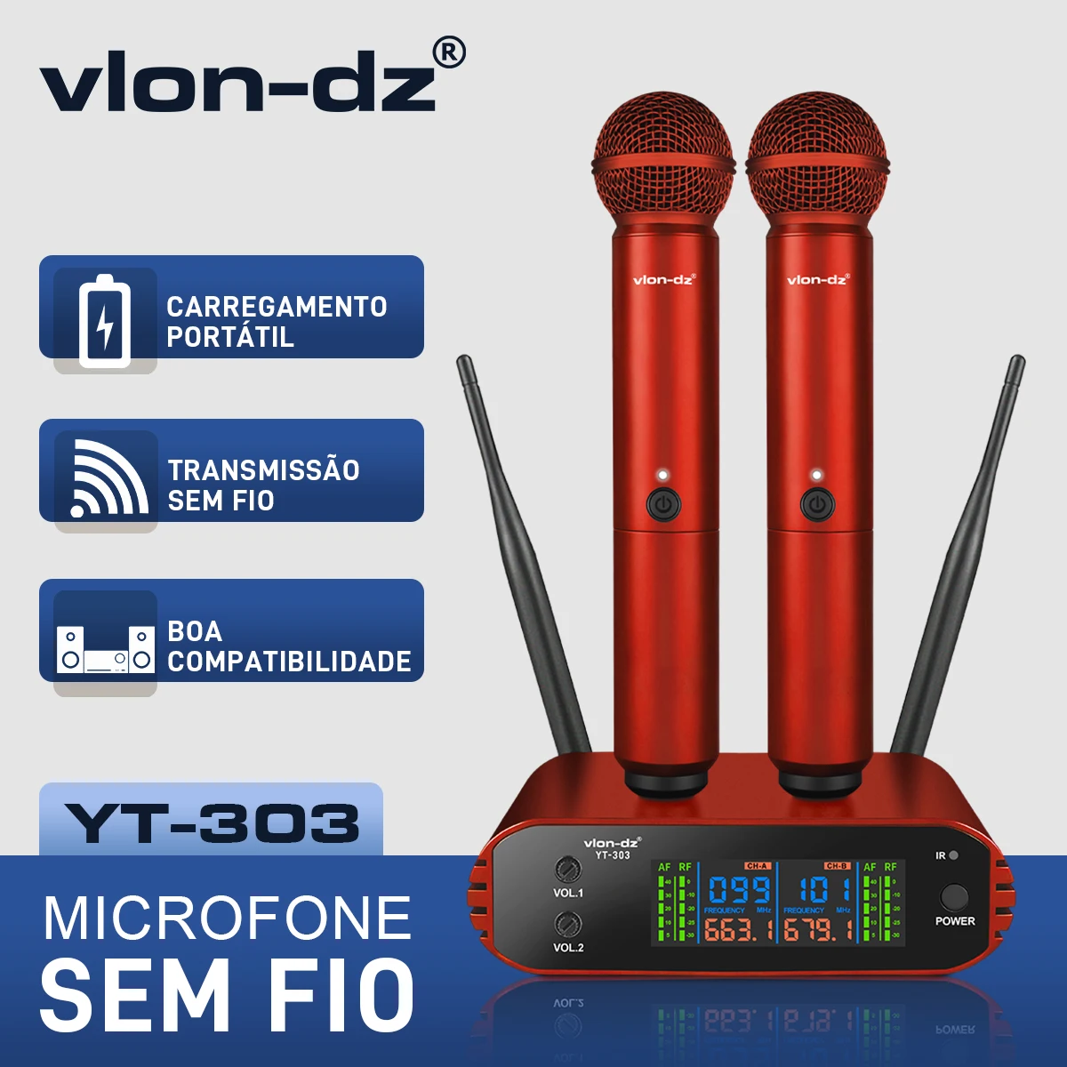 

YT-303 Rechargeable Professional Wireless Microphone Ideal for Karaoke, Outdoor Parties, and Home Entertainment