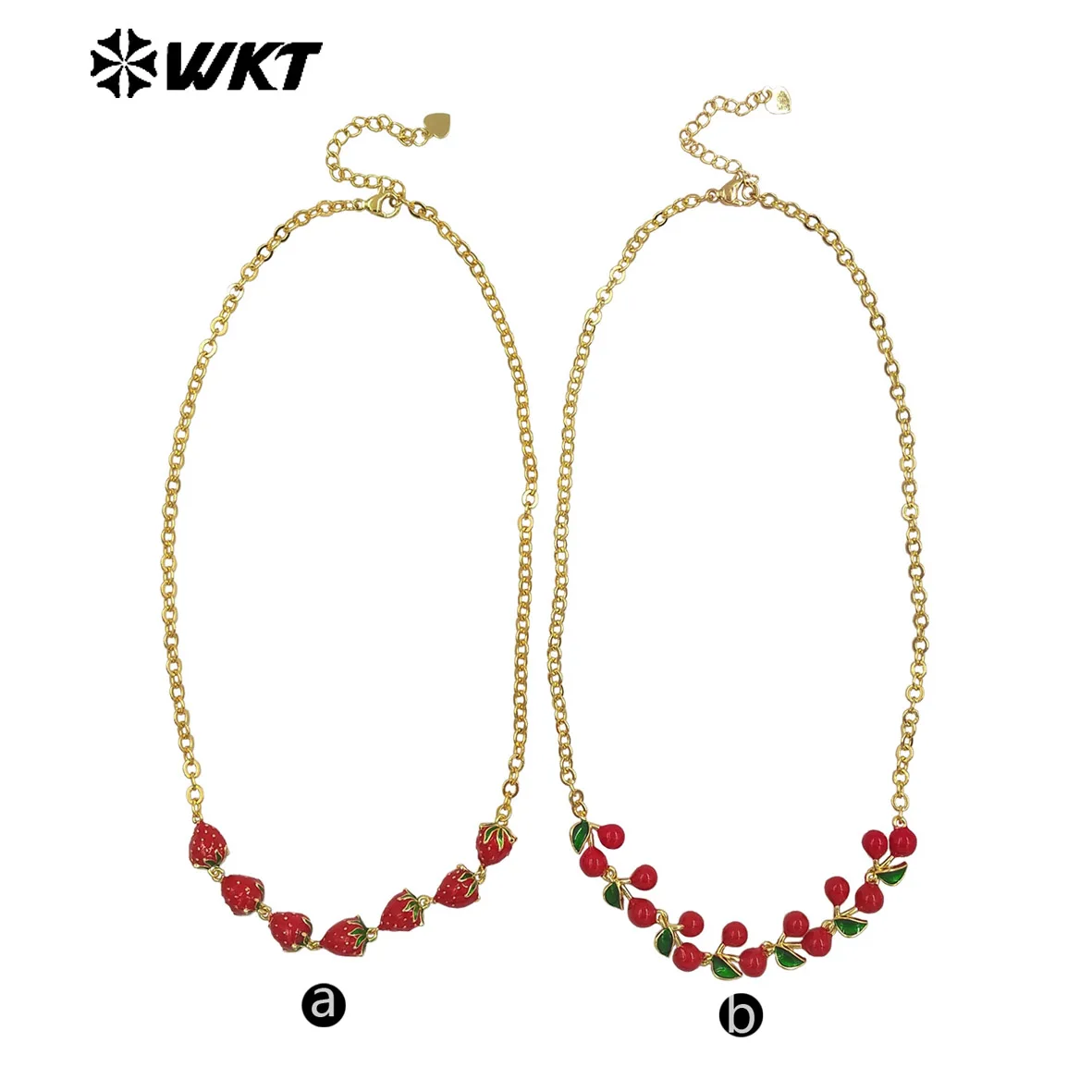

WT-JFN40 New Half Charms Section Design With Cherry And Strawberry Pendant Fine Chain Necklace For Girls Birthday Gifts