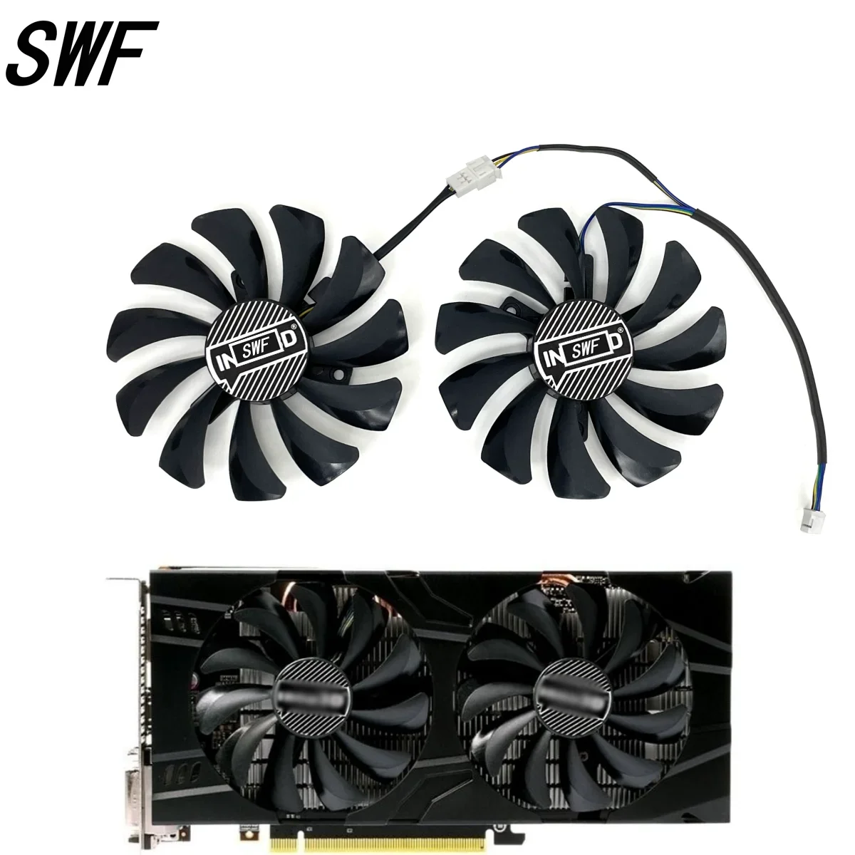 

New 2pcs/lot 85mm P106 GTX 1060 Cooler Fan DC 12V 4Pin Fan Replace For INNO3D GeForce GTX 1060 3GB X2 / GTX 1060 6GB X2