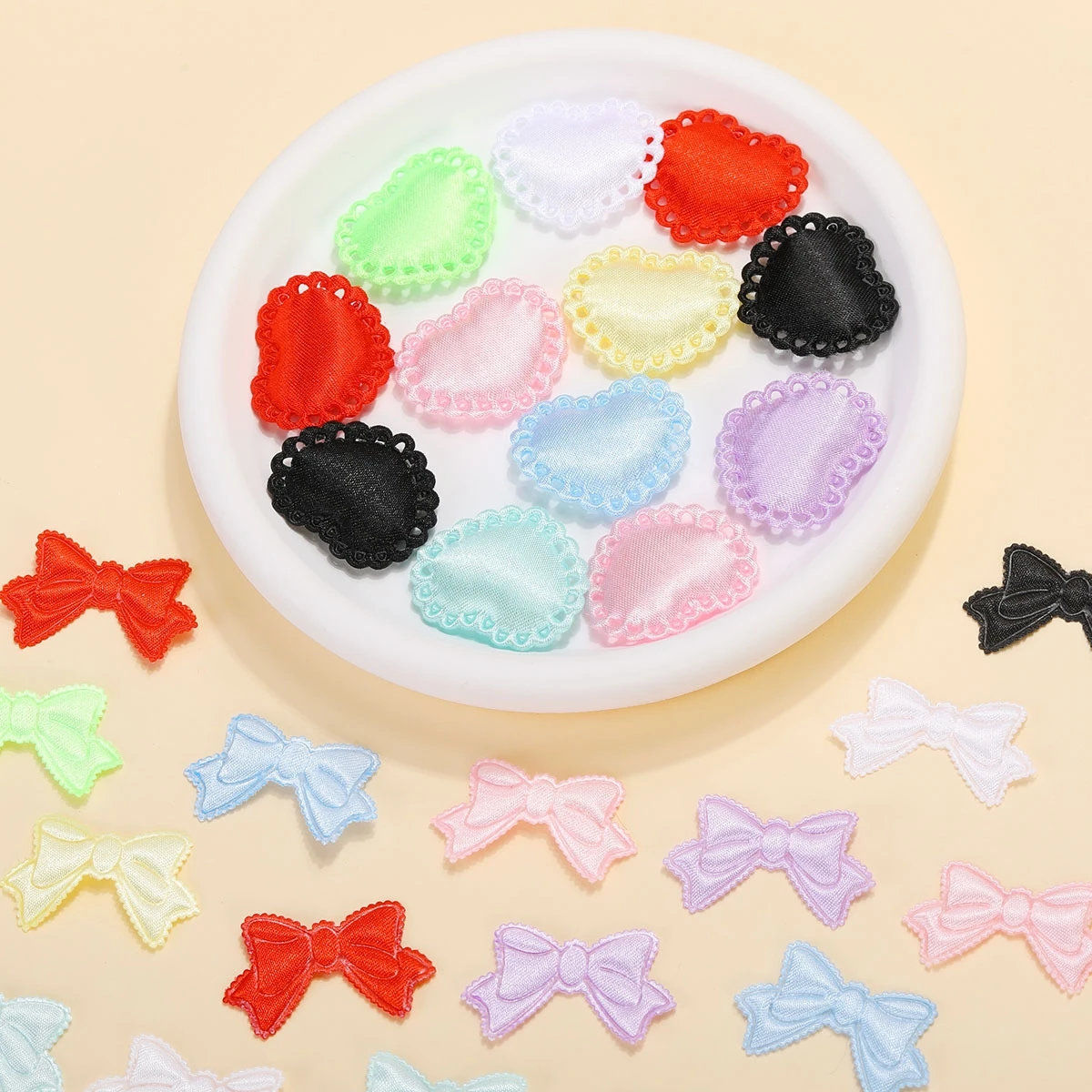 50 Stück Bunte Stoff-Applikationen zum Aufnähen für DIY-Bastelarbeiten, Ornamente, Hochzeits-, Valentinstags- und Partydekorationen – Detail 3