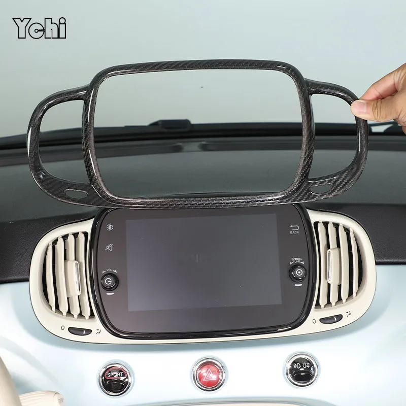 

Real Carbon fiber For Fiat 500 2016-2025 Car Center Console Air Outlet Navigation Screen Frame Sticker Car Interior Accessories