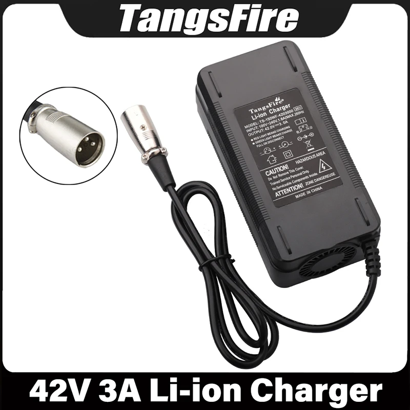 42V 3A Smart Lithium Battery Charger 10Series For 36V Electric Bicycle Polymer Li-ion Battery Charger XLR High Quality Adapter