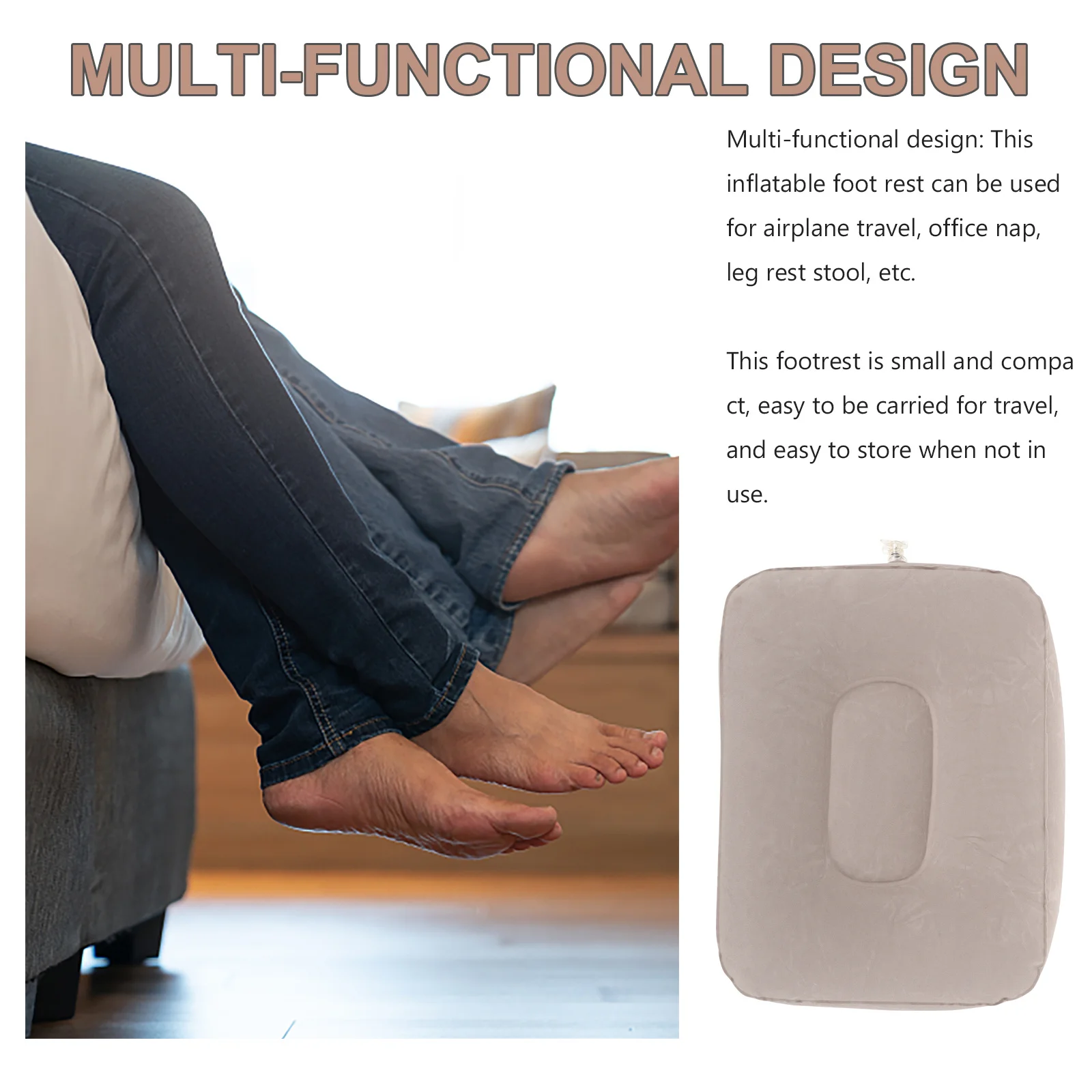 

1Set Inflatable Foot Rest Pillow Comfortable Travel Footstool for Airplane Car Train Office Leg Support Travel Essential