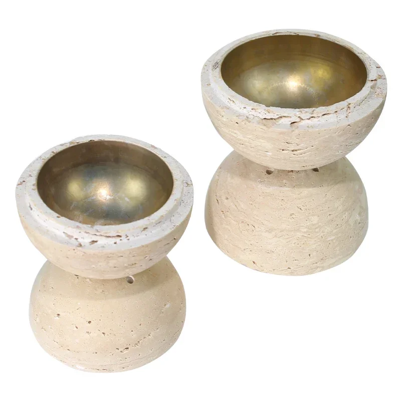 Available 7 colors Stainless Steel Bowl Copper Hoist Base Stone Travertine Sphere Buddha Ramadan Arabian Incense Holder Mubkhar