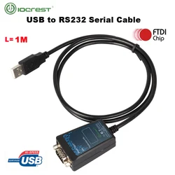 IOCREST 1M USB 2.0 to RS-232 Male (9-Pin) DB9 Serial Cable with FTDI Chipset Support Win10