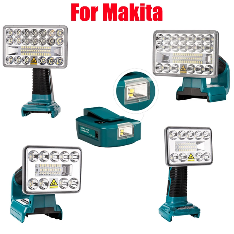 

New Pistol Portable Lamp Work Tool Light LED light USB For Makita 12W 18W 14.4V-20V Li-ion Battery BL1830 BL1860 BL1845 LXT400