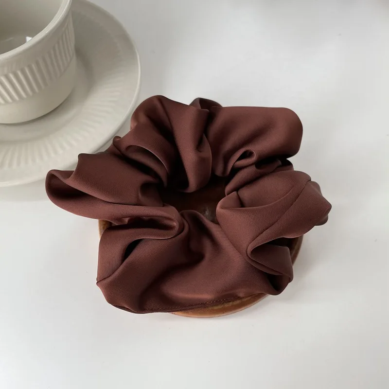 Korea Big Silk Scrunchies For Women Elastic Satin Hair Tie Girls black hair rope green hairbands chouchou soie hair accessories