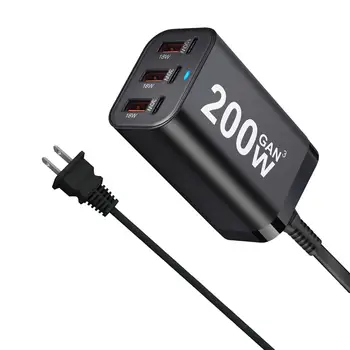 USB-C Rychlý 200W 6portový nabíjecí GaN napájecí adaptér pro iPhone 14/13/12, Samsung Galaxy S23/S22/S21 10 nejlepší prodej Napájecí adaptér USB-C - №7