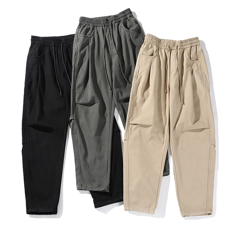 

Мужские модные повседневные свободные рабочие брюки на флисовой подкладке, теплые, не объемные, зимние, новые, удобные, универсальные, свободного кроя