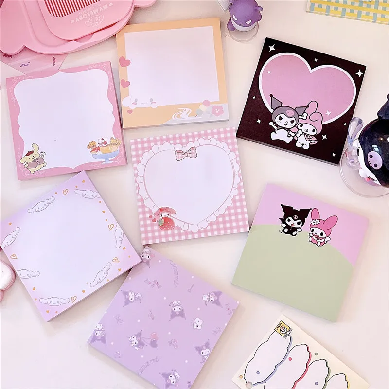 Kawaii Kuromi My Melody Cinnamoroll 8Cmx8Cm Diy Handbook Notepad Sanrioed Anime Cute Girl Heart Message Book Student