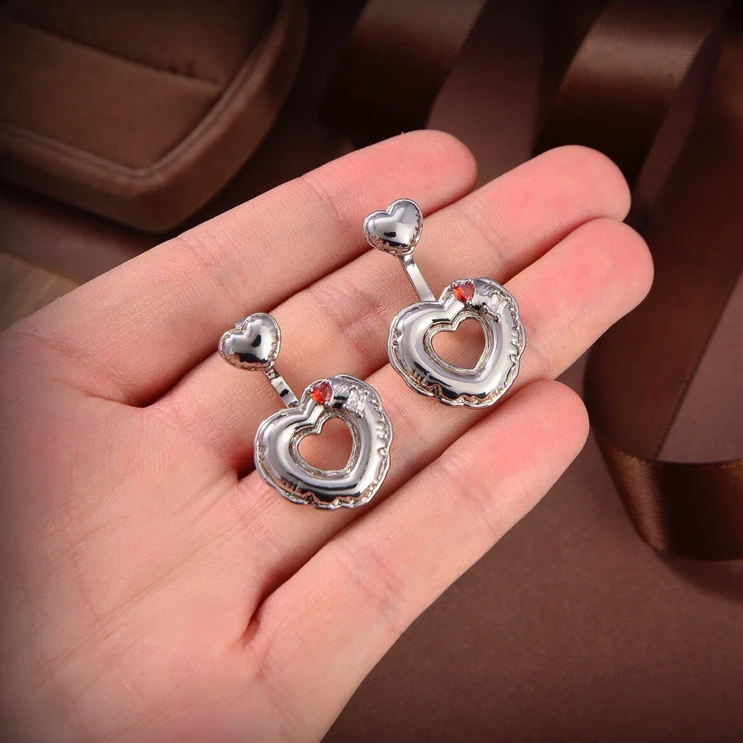 2024 New Round Plating Saucer Design Distinctive Design Hollow Out Love Dangle Earrings Super Beautiful Jewelry