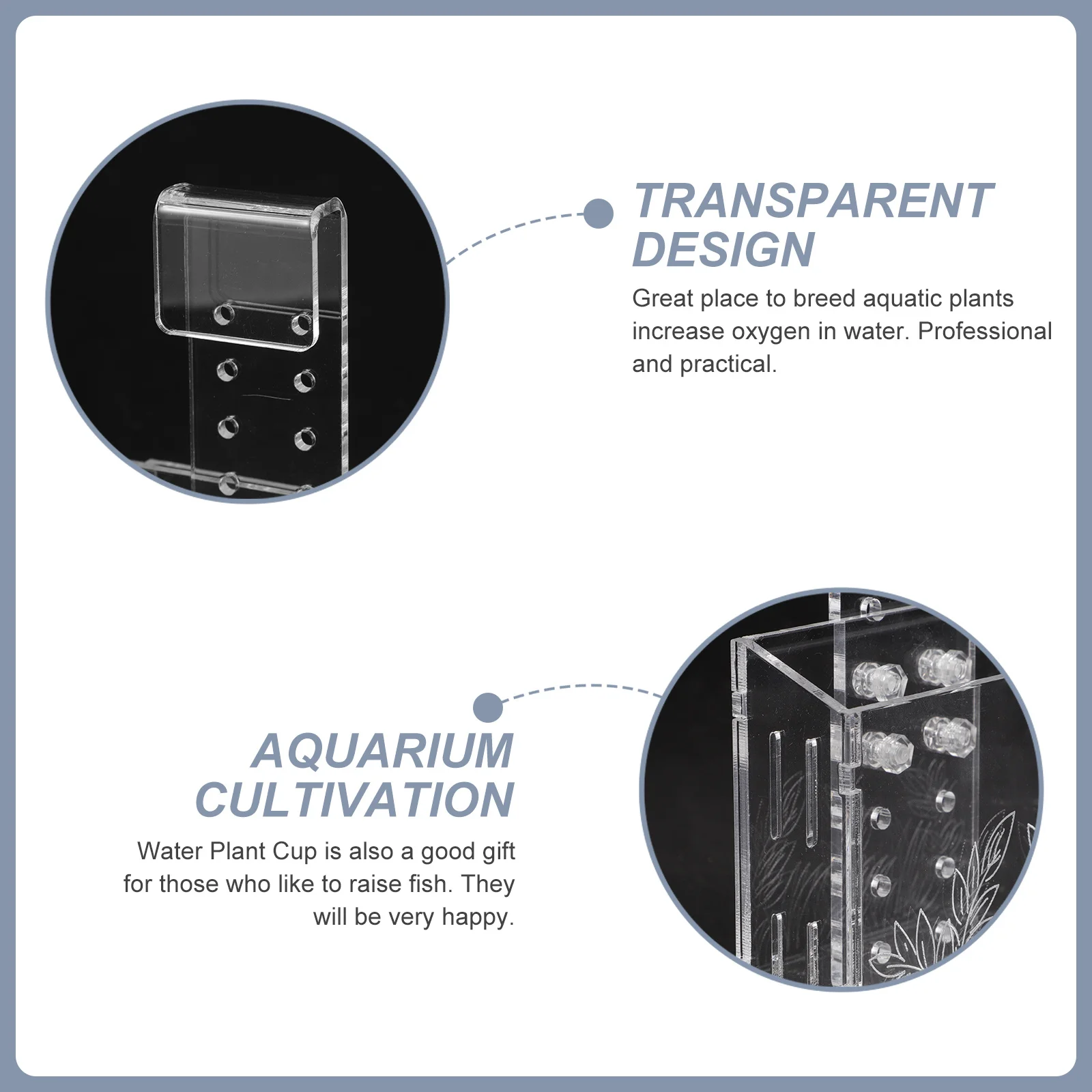 

Water Plant Cup Transparent Durable Acrylic Planting Cup for Aquarium Fish Tank Aquatic Plants Holder Break Resistant Design