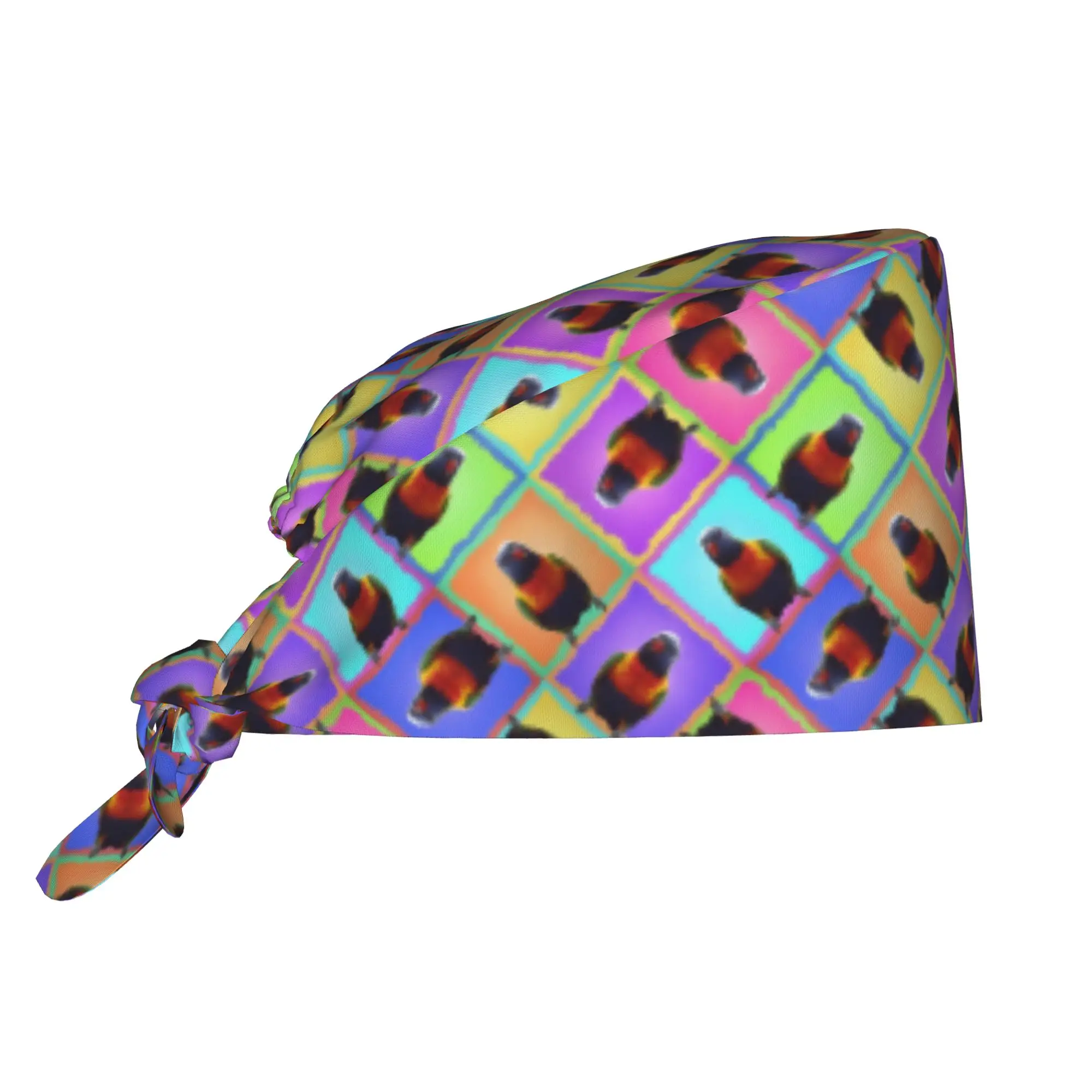 Rainbow Lorikeet Pop Art Patchwork Mosaic Medical Staff Scrubs Hat Unisex Cockatiel Macaw Parrotlet Doctor Nursing Surgical Cap