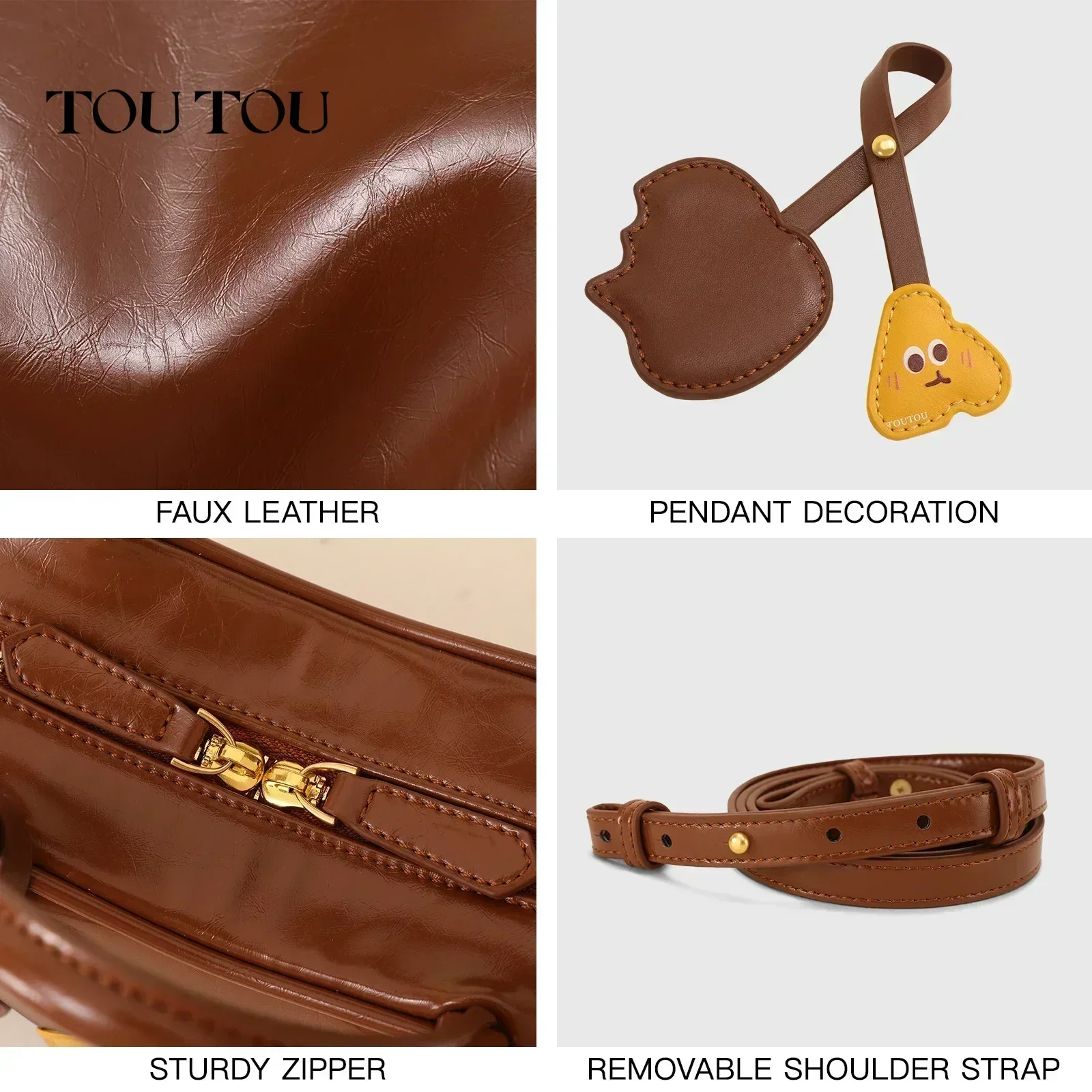 TOUTOU Women Bowling Bag Shoulder Strap Mini Replica Bag Cute Pendent Designer Brand Boston Handbag Crossbody Bag Christmas Gift