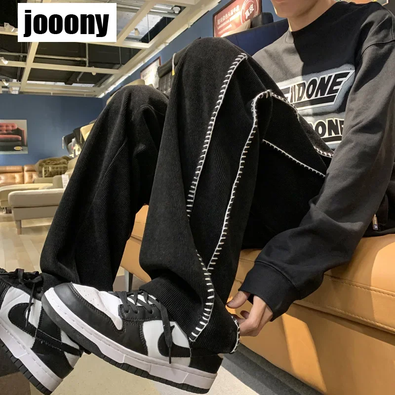 ربيع الخريف Harajuku تنوعا Sweatpants جديد الذكور الكورية موضة الرجال الهيب هوب سراويل تقليدية فضفاضة مستقيم واسعة الساق بنطلون