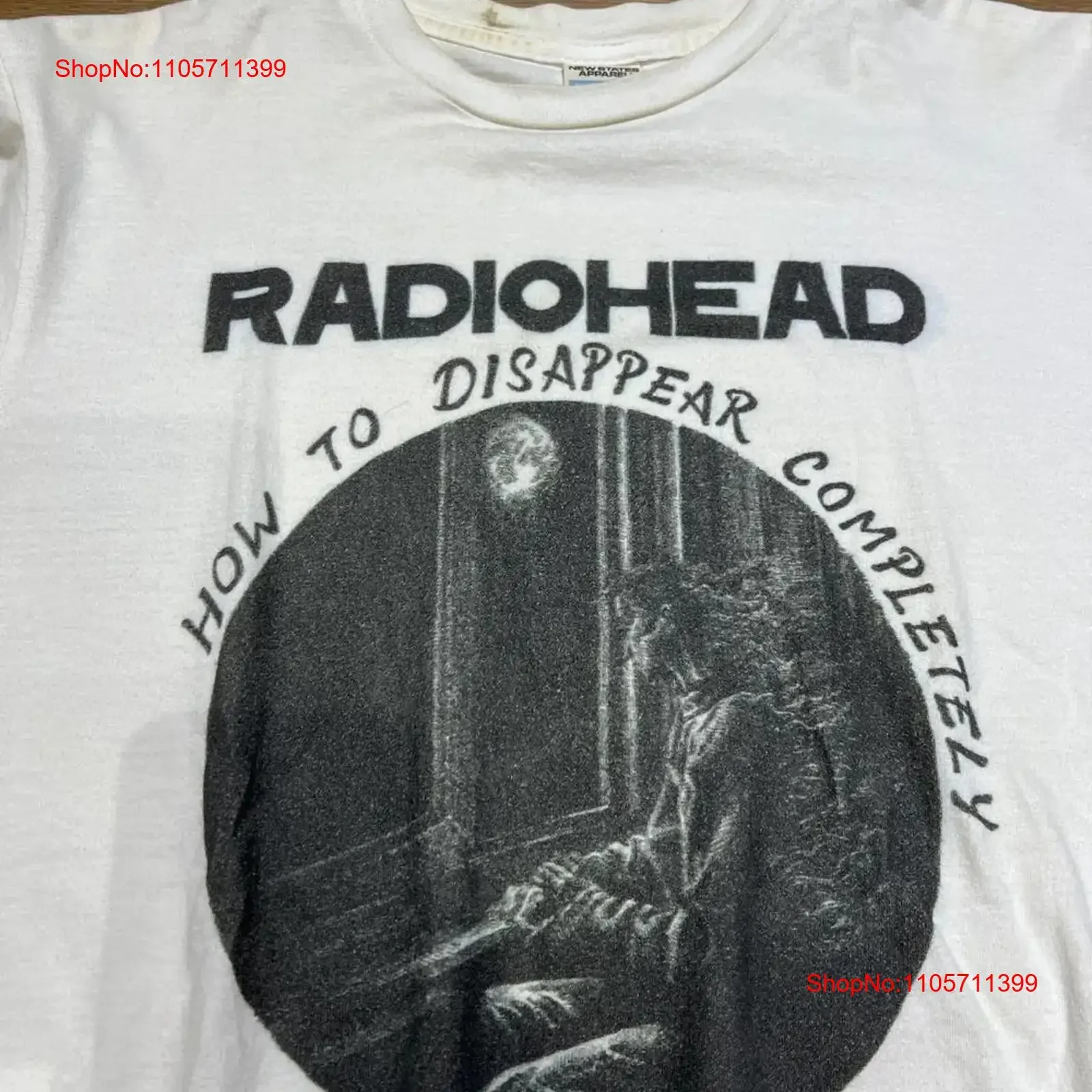 Radiohead How To Disappear Completely 90s White T shirt NH25098 long or short sleeves vintage Washed Unisex Breathable