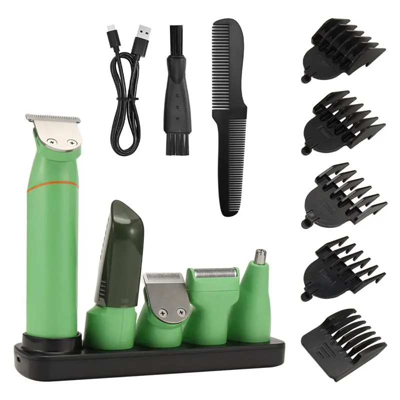 

A83G-Men's 5-In-1 Hair Clipper Set Electric Shaving Clipper Nose Hair Remover Full Body Washable Beard Trimmer For Men