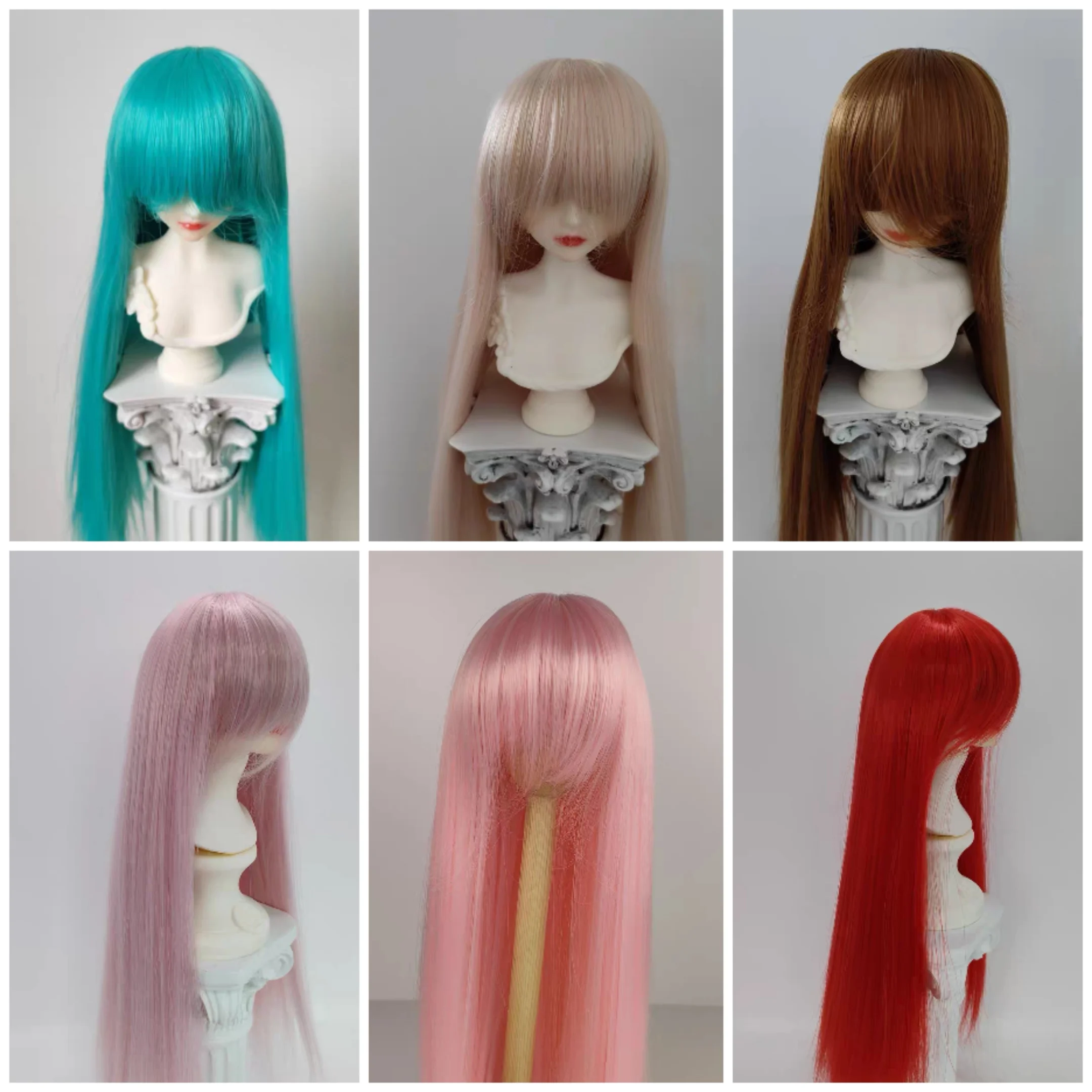 1/3 1/4 1/6 1/8 인형 가발 60/45/30cm Bjd SD 인형용 긴 직모 앞머리 없는 인형 액세서리, 인형 제외