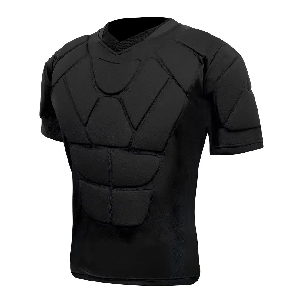 Lightweight Men High Quality Padded Short Sleeve T-Shirt Top Clothing for Paintball Goalie Soccer Football Sports Training