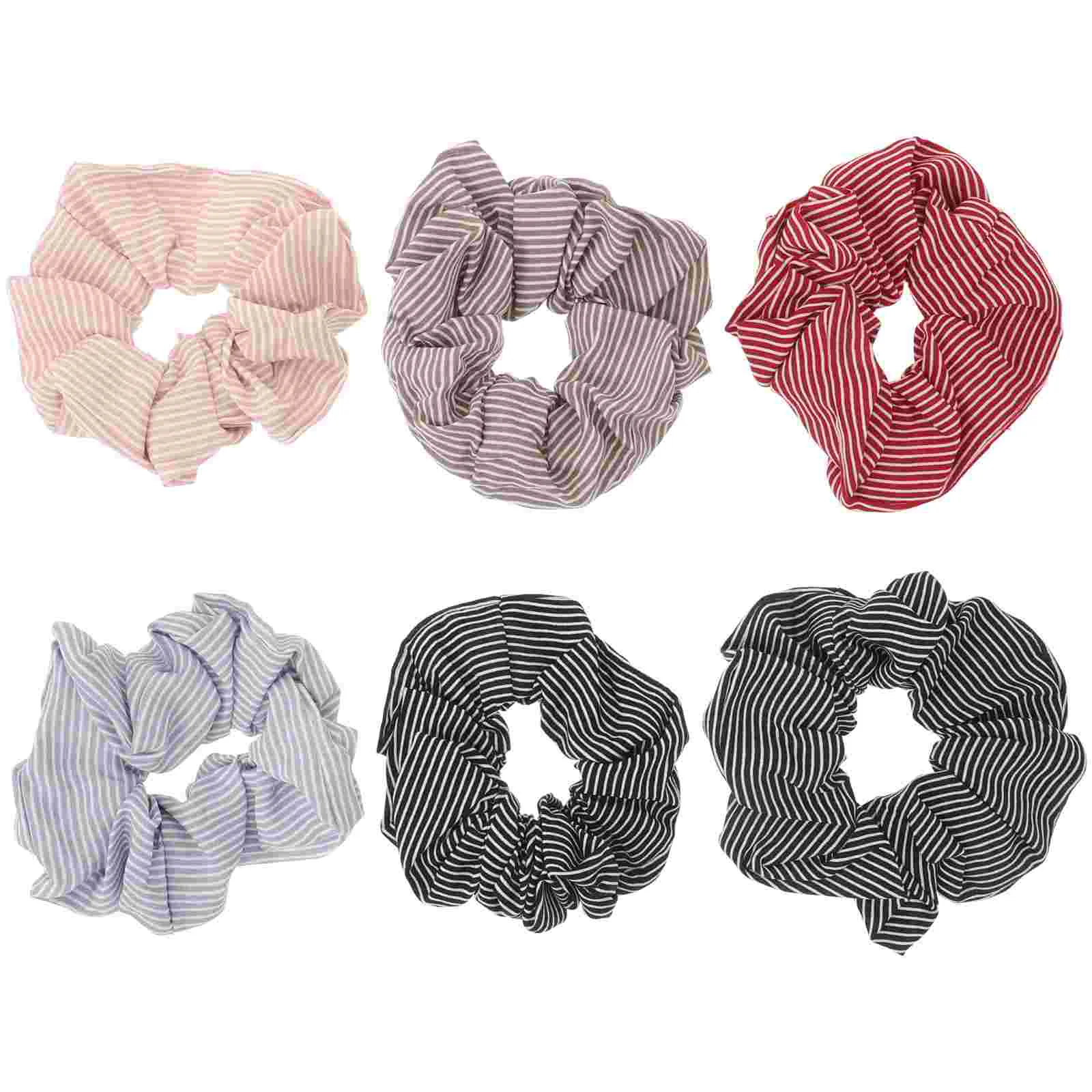 

6pcs Cloth Hair Bands Stripe Hair Rope Ponytail Holders Hair Accessories for Women Girls elastic hair tie