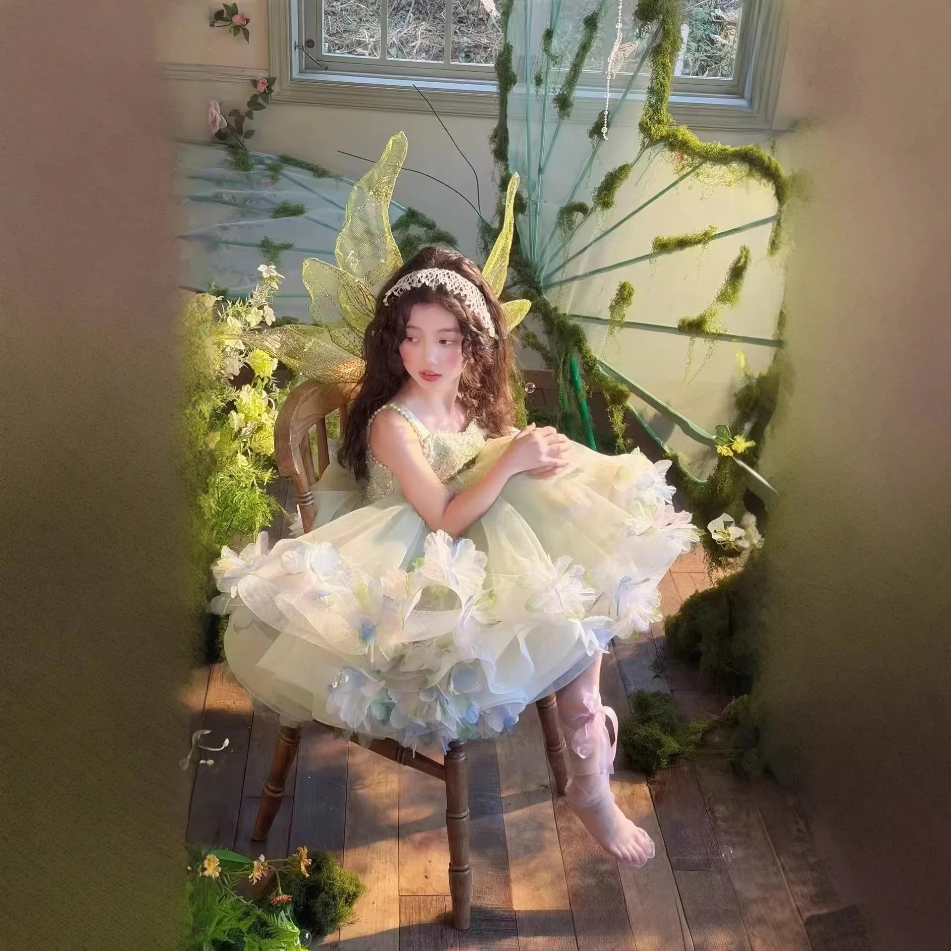 Super Fairy Children's Princess Dress 2026 New Collection Forest Cute Strap Pong Yarn Heavy Industry Children's Dress