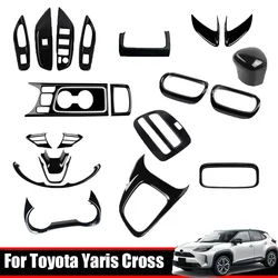 For Toyota Yaris Cross 2020-2022 2023ABS Black Inner Accessories window swtich gear shift water cup panle steering wheel cover