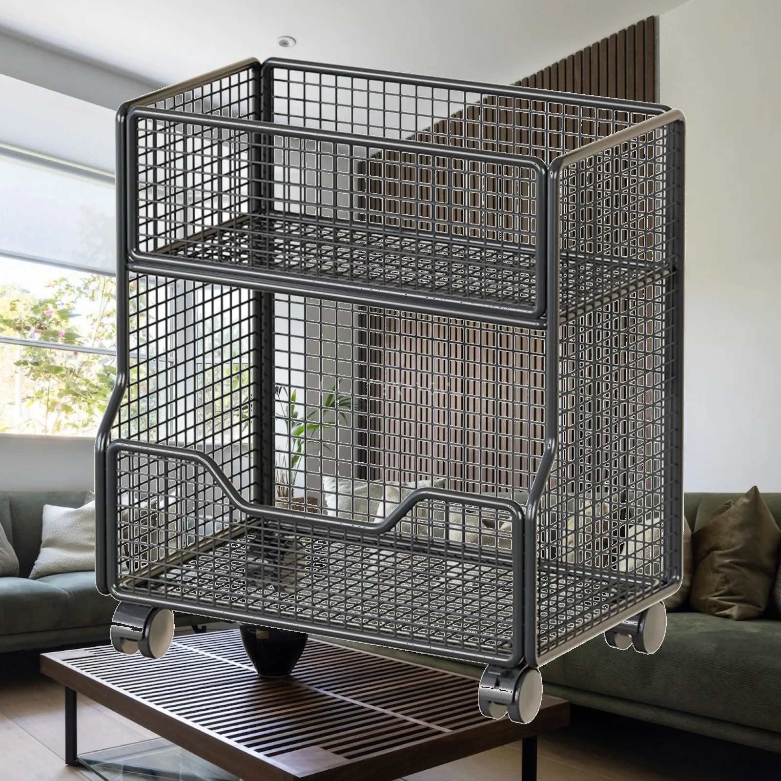 Slim Rolling Storage Cart with Casters Ventilated Open-Grid Bathroom Storage Rack Narrow Standing Shelf with Wheels Mesh